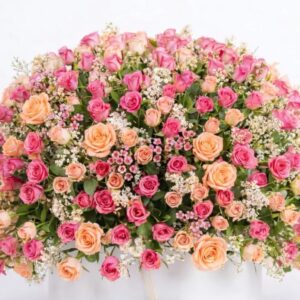 VIP Pink & Peach Rose Box Arrangement