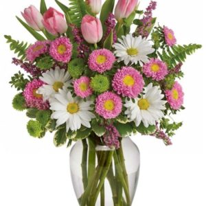 Chrysanthemum and Tulips In Vase